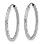 10K White Gold Diamond-cut Square Tube Endless Hoop Earrings
