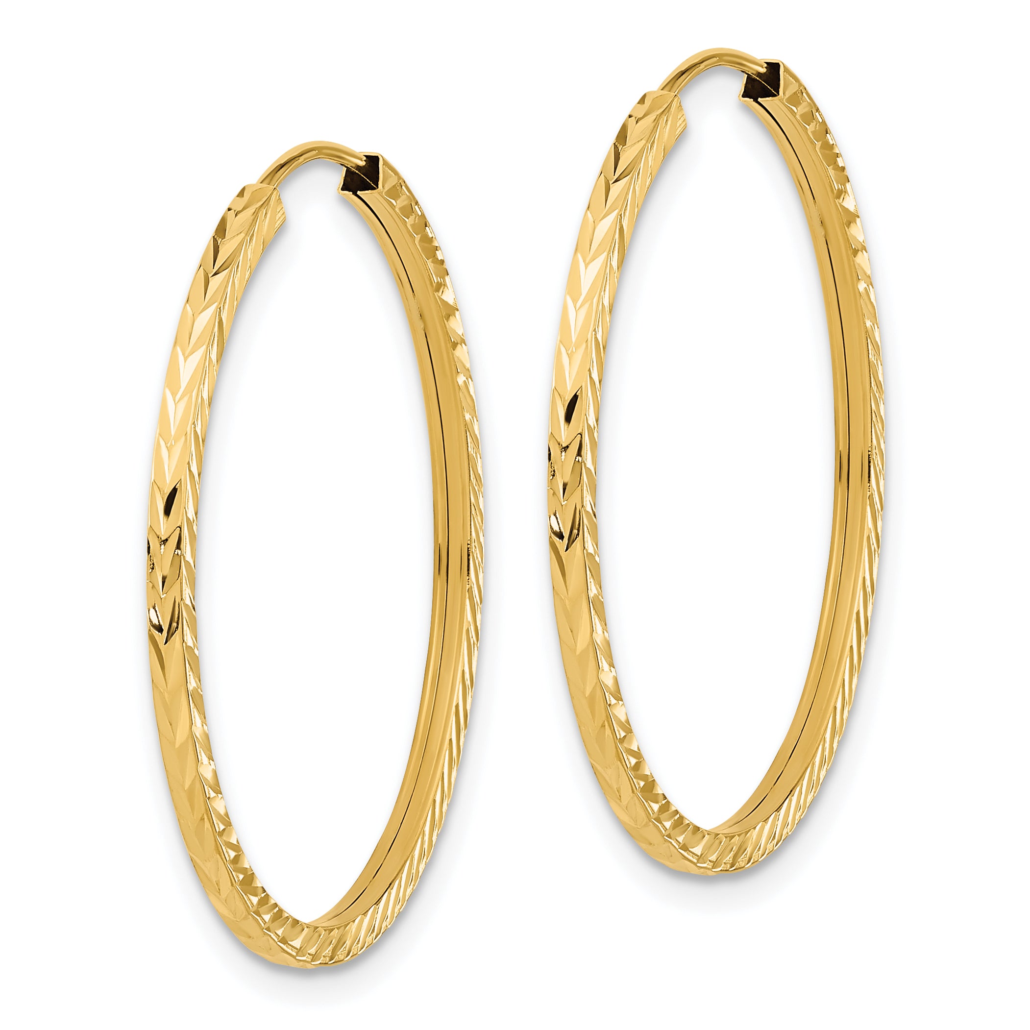 10k Diamond-cut Square Tube Endless Hoop Earrings Secondary image