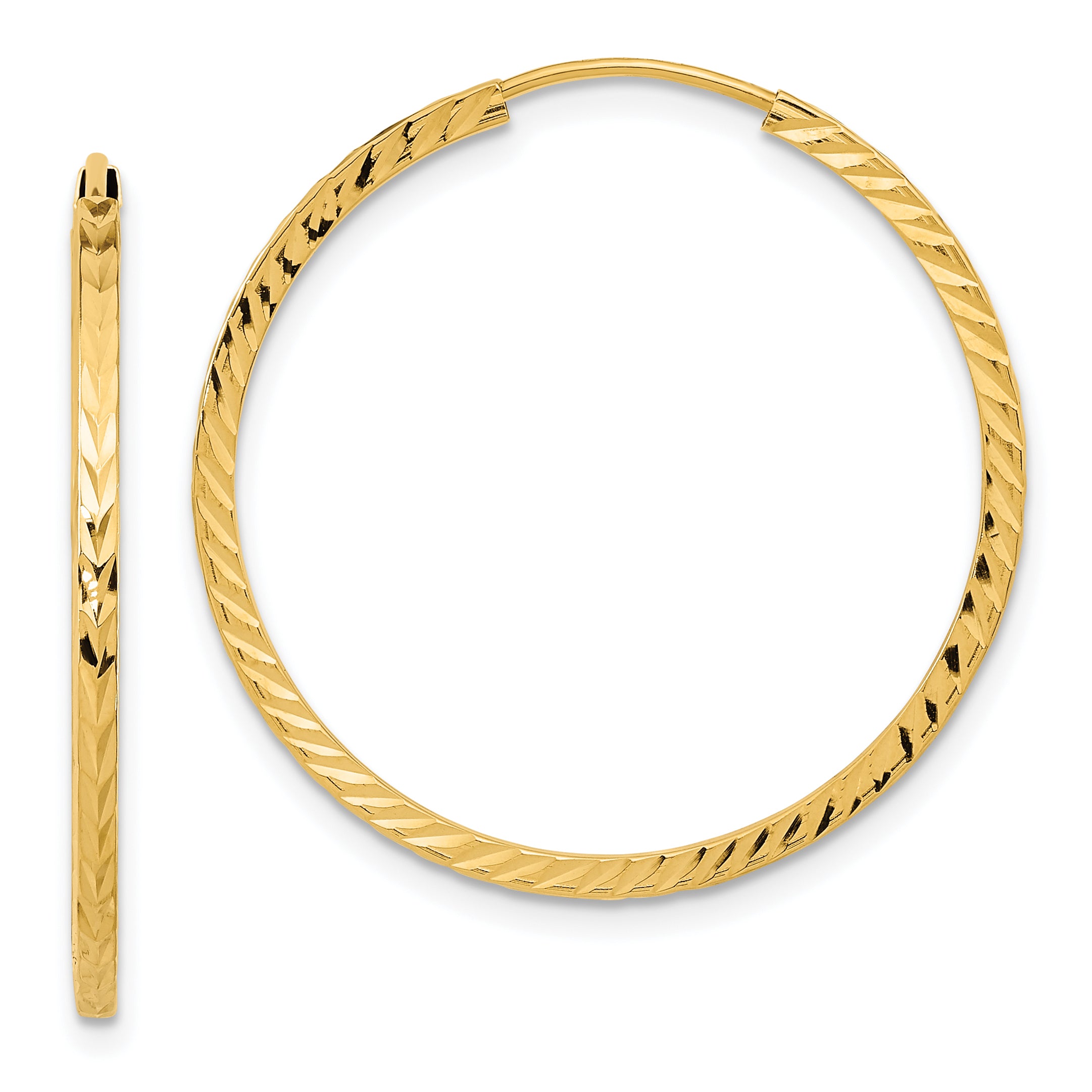 10k Diamond-cut Square Tube Endless Hoop Earrings Main image