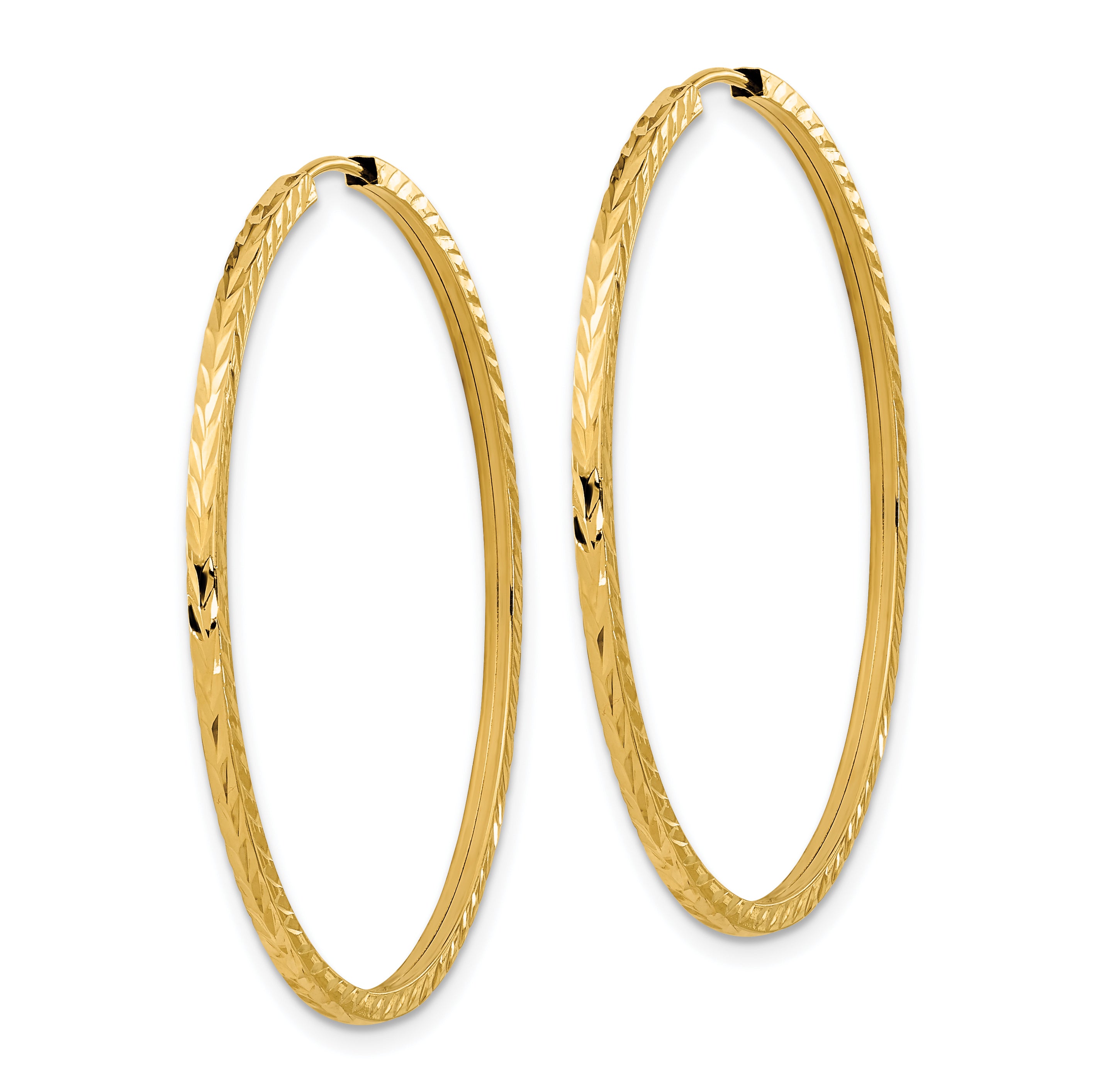 10k Diamond-cut Square Tube Endless Hoop Earrings Secondary image
