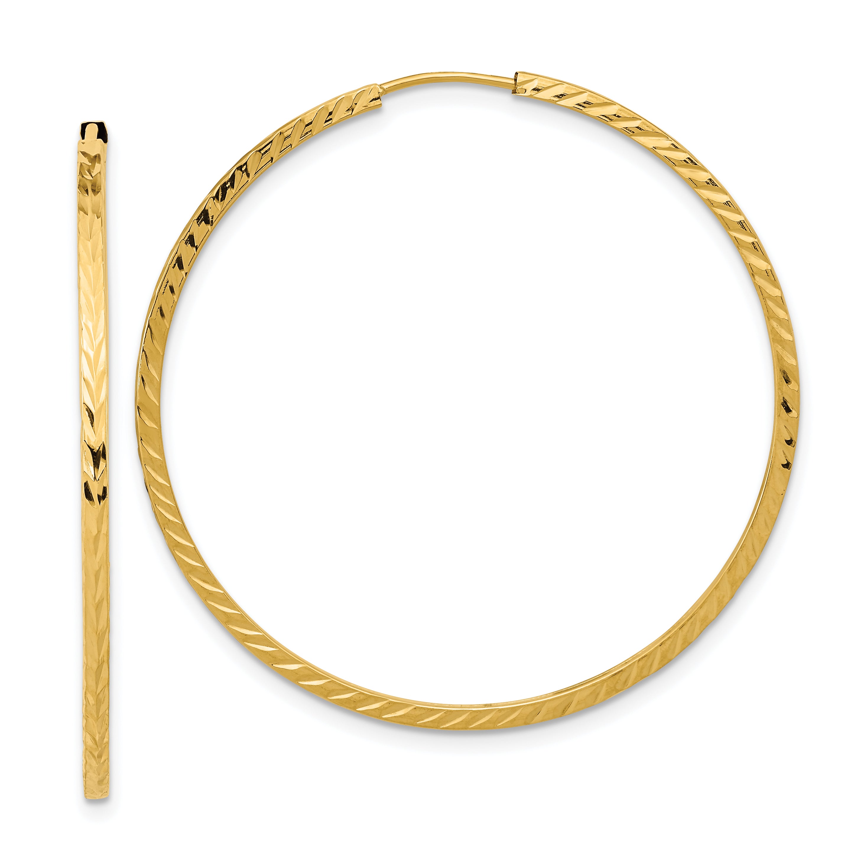 10k Diamond-cut Square Tube Endless Hoop Earrings