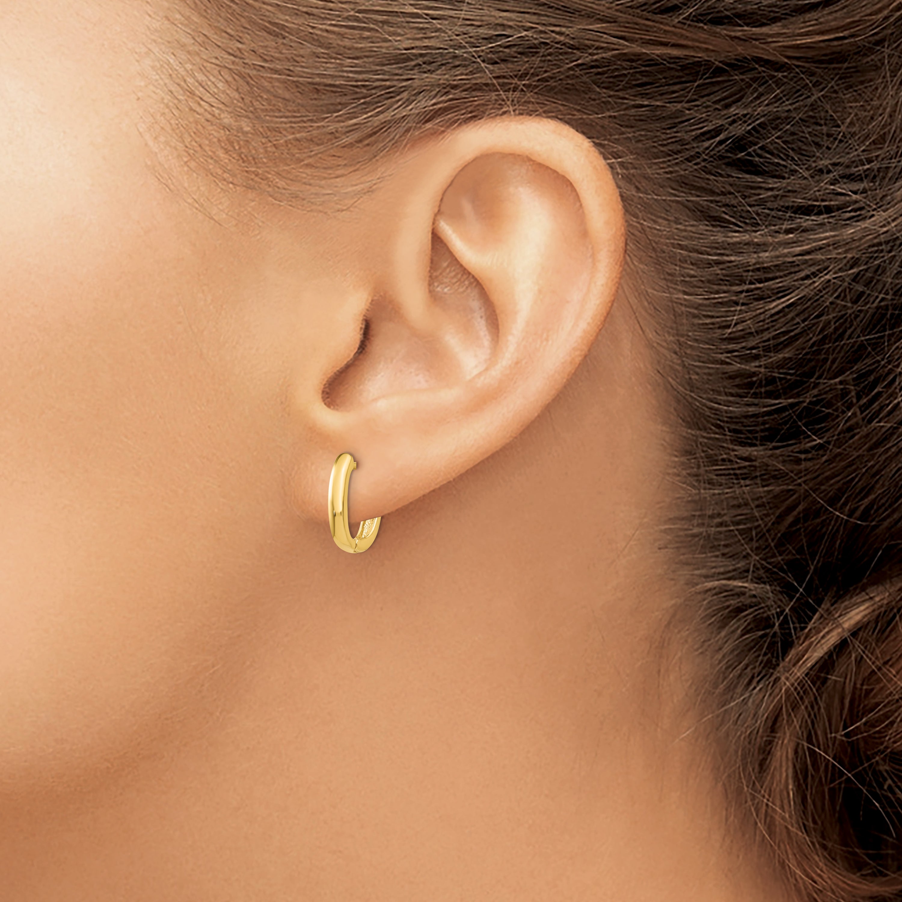 10k Oval Hinged Hoop Earrings