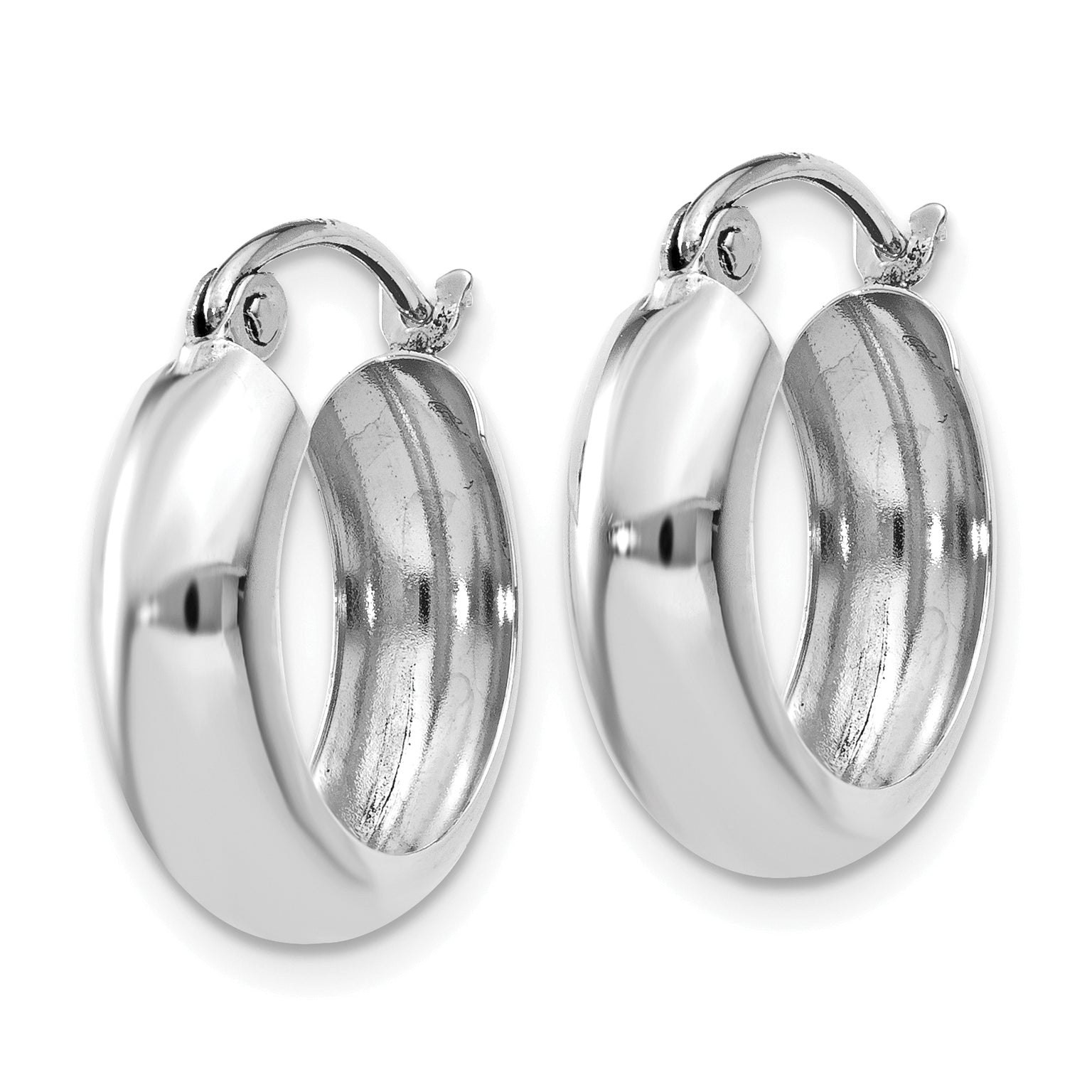 10k White Gold 4mm Round Hoop Earrings Secondary image