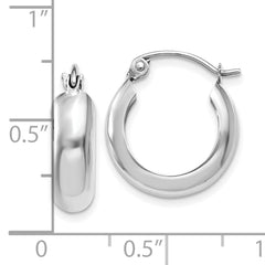 10k White Gold 4mm Round Hoop Earrings