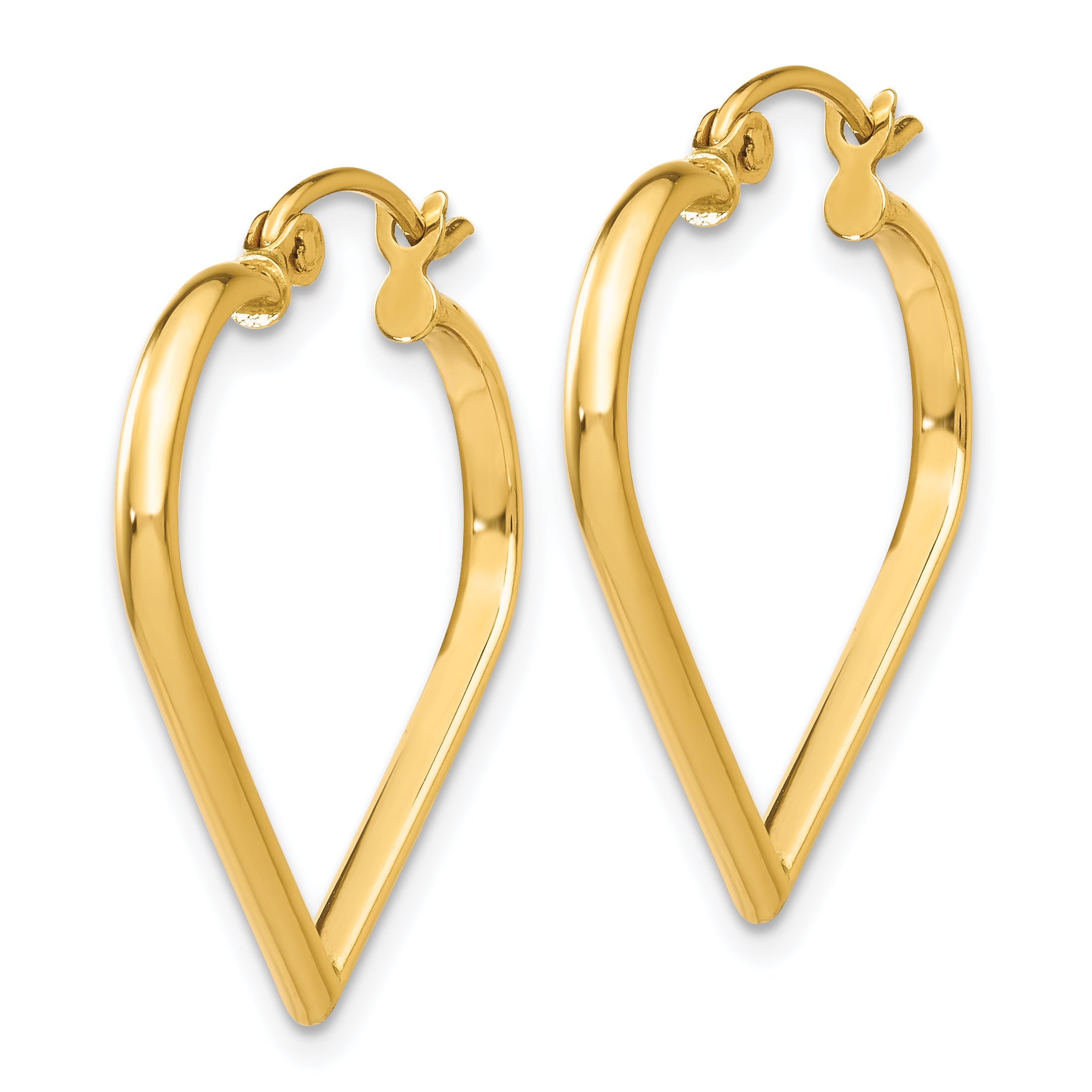 10k Polished 2mm Heart Hoop Earrings Secondary image