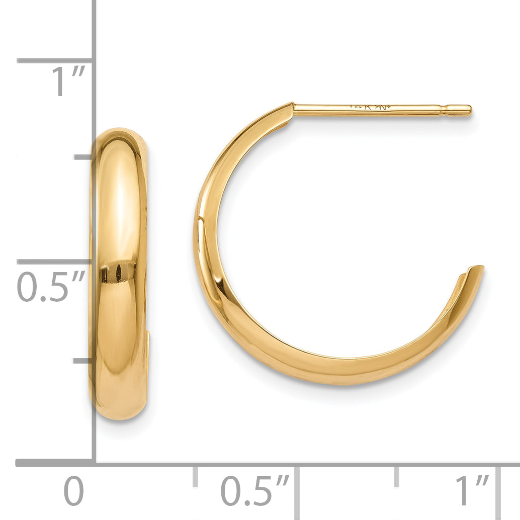 10k Polished 3.5mm J-Hoop Earrings