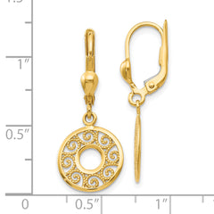 10K Leverback Filigree Earrings