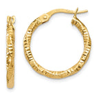 10k Polished and Textured Hoop Earrings