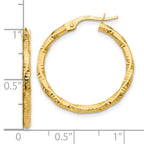 10k Polished and Textured Hoop Earrings