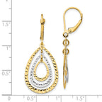 10k Two-tone Diamond Cut Leverback Earrings