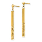 10k Polished and Diamond-cut Bar Dangle Post Earrings