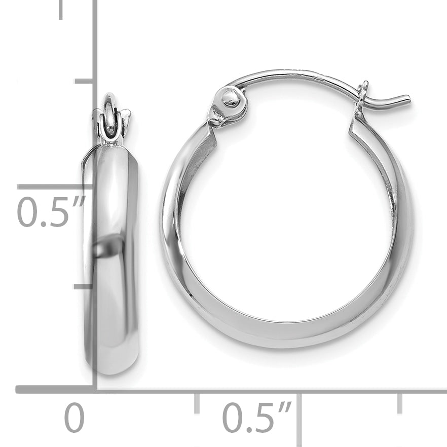 10k White Gold Polished 3.5mm Hoop Earrings