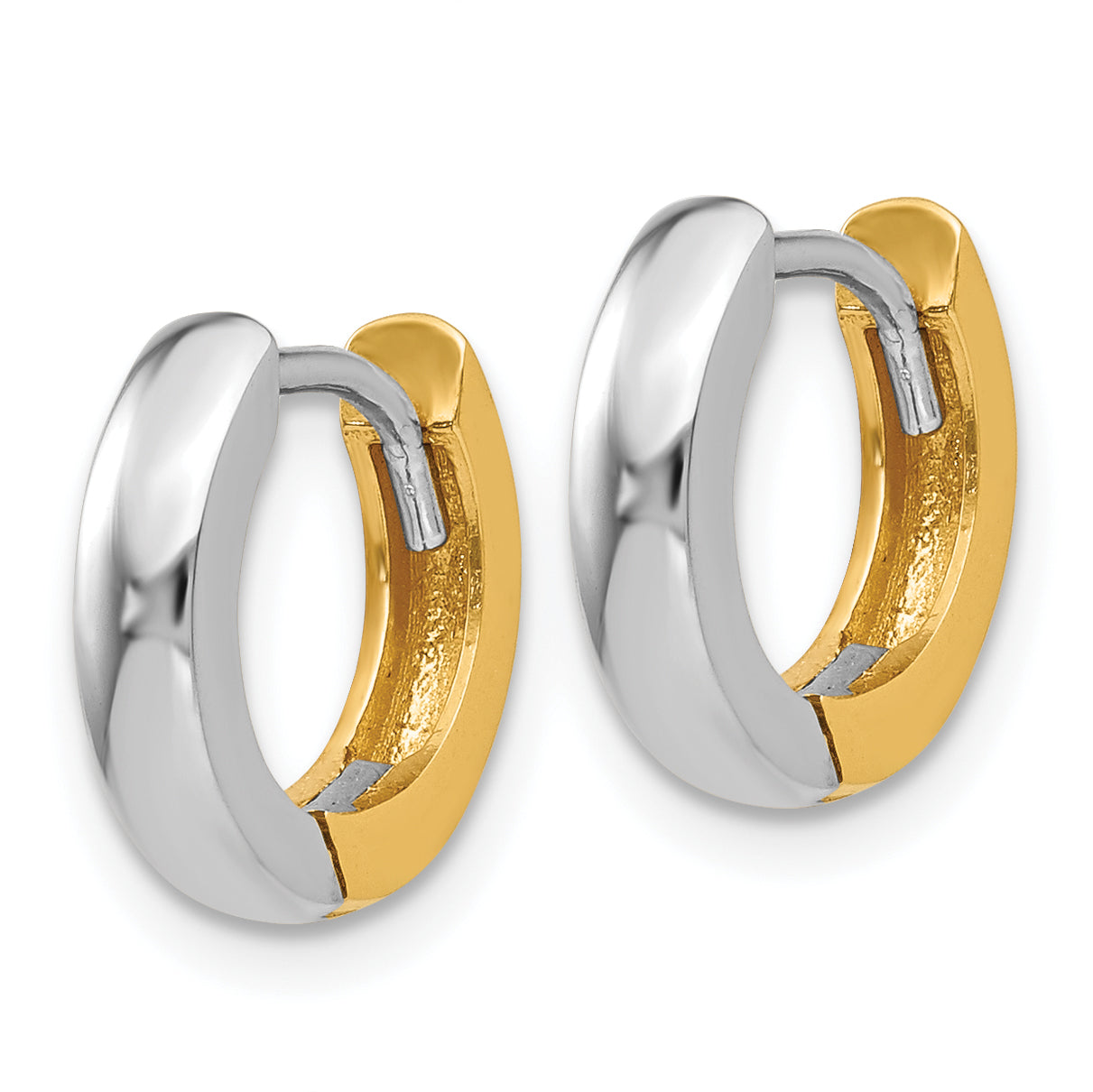 10k Two-tone 2.5mm Round Hinged Hoop Earrings Secondary image