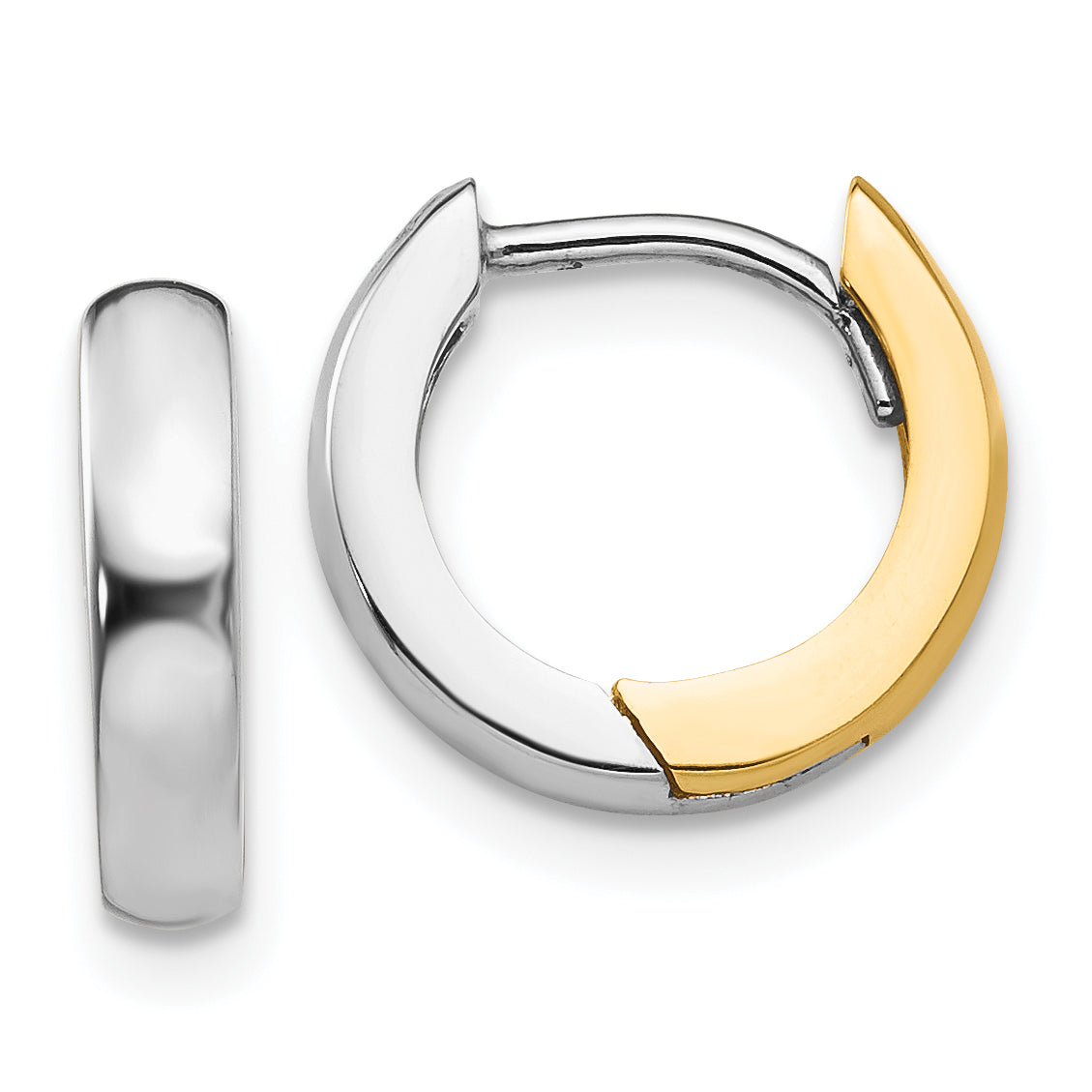 10k Two-tone 2.5mm Round Hinged Hoop Earrings Main image