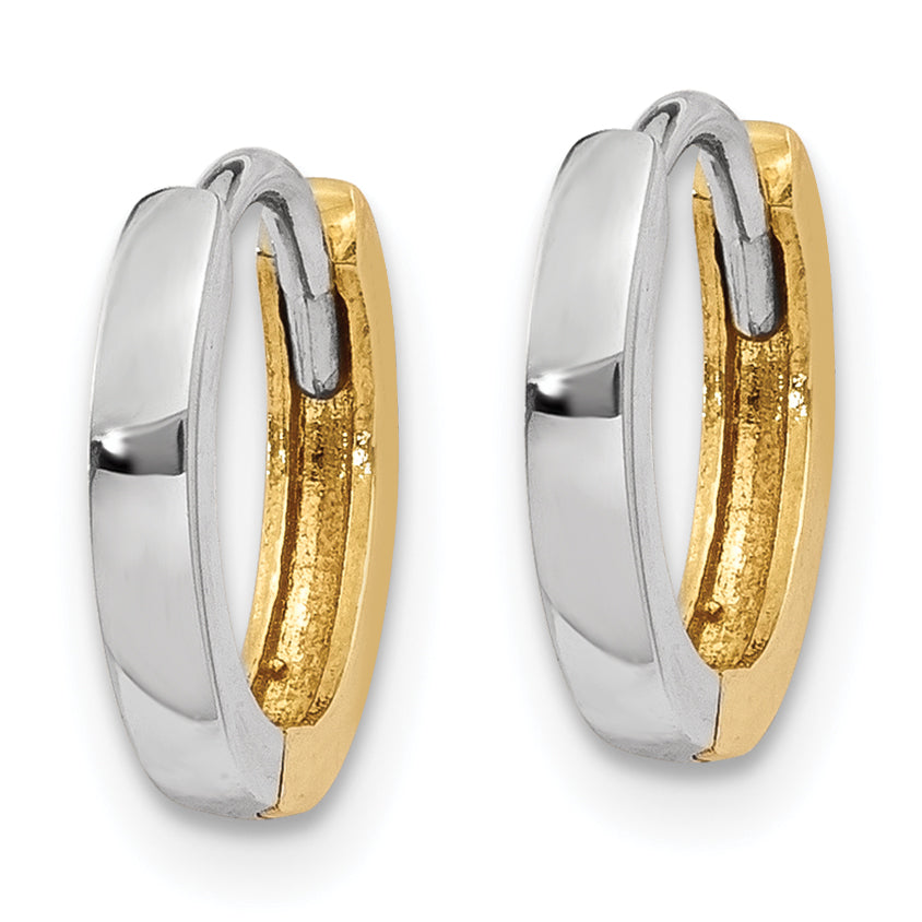10k Two-tone 1.50mm Hinged Hoop Earrings Secondary image