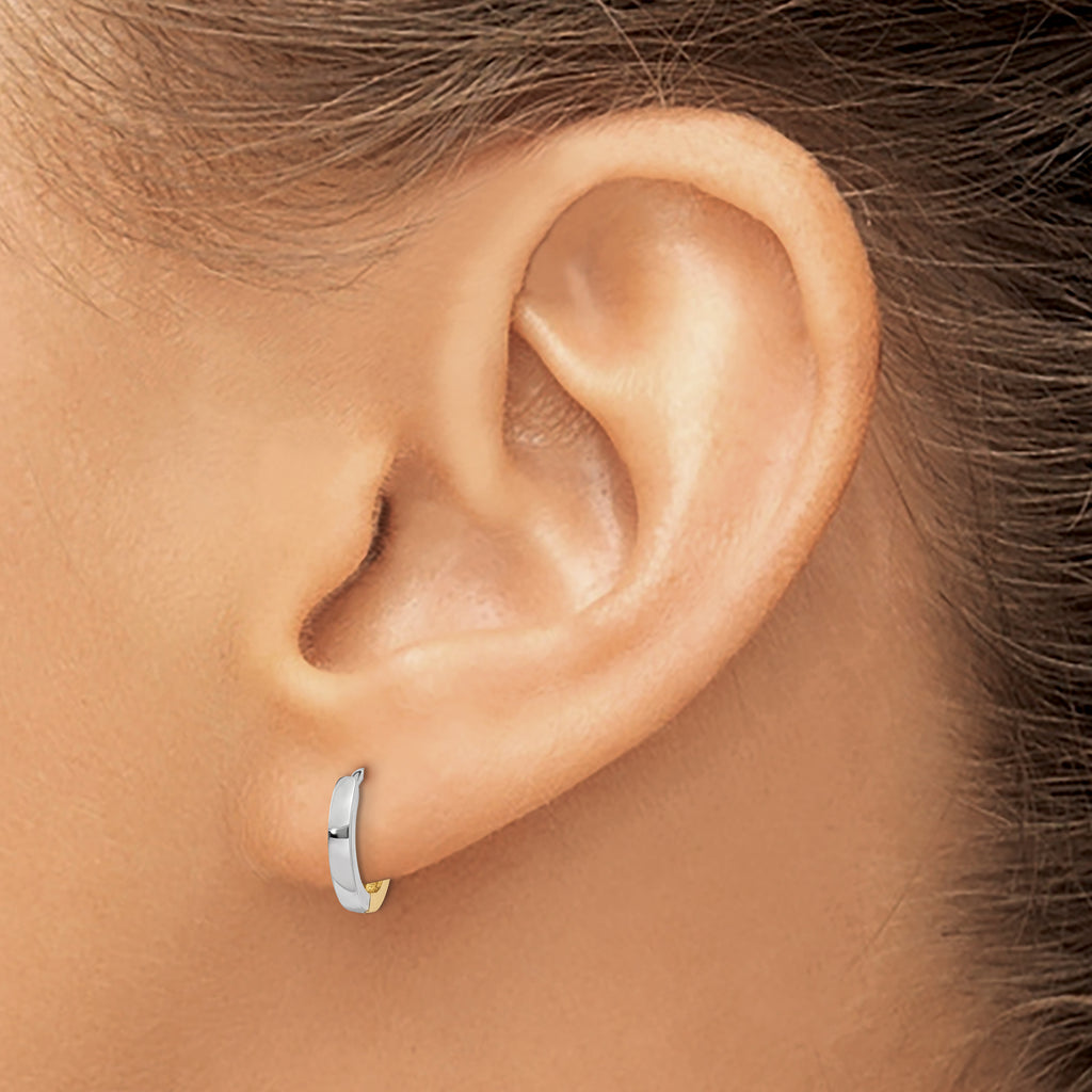 10k Two-tone 1.50mm Hinged Hoop Earrings