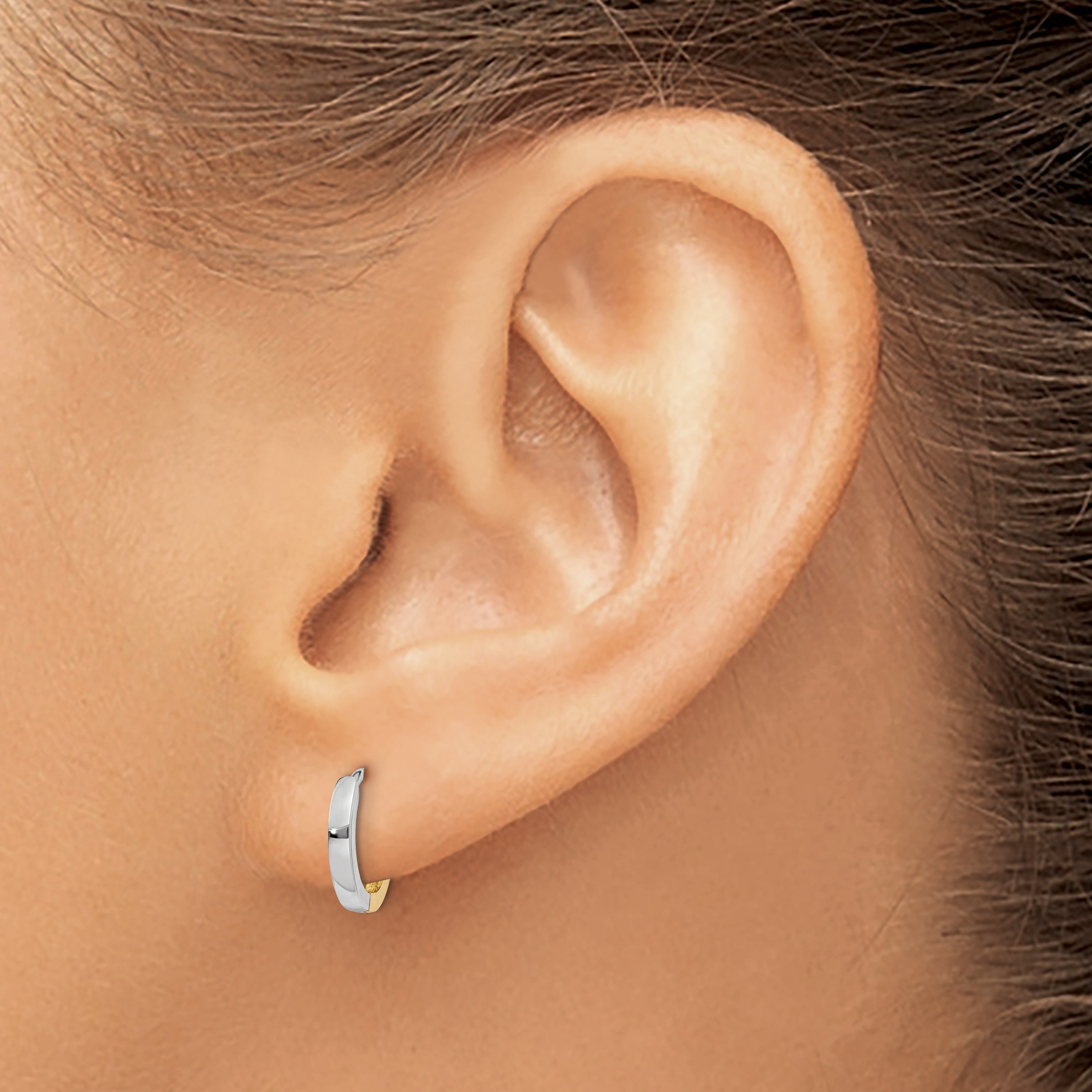 10k Two-tone 1.50mm Hinged Hoop Earrings