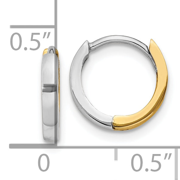 10k Two-tone 1.50mm Hinged Hoop Earrings