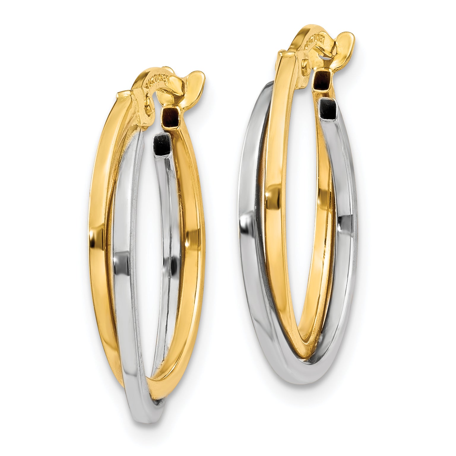 10k Two-tone Polished Hollow Hoop Earrings