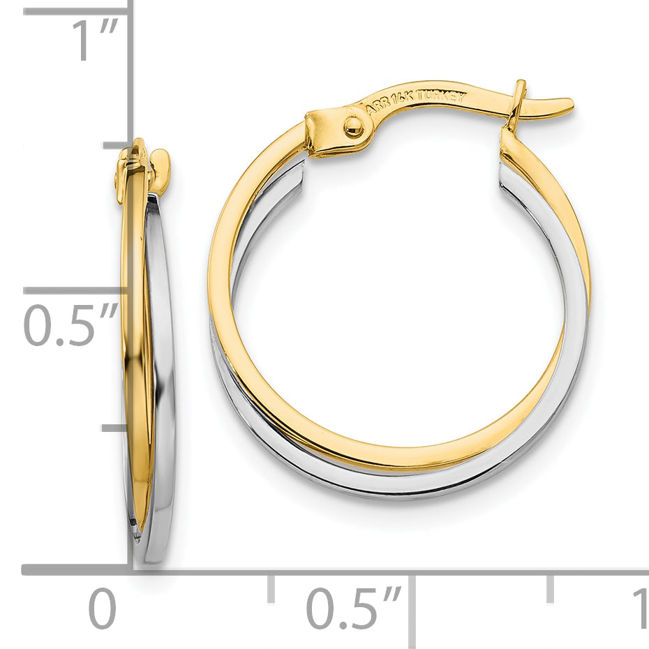 10k Two-tone Polished Hollow Hoop Earrings