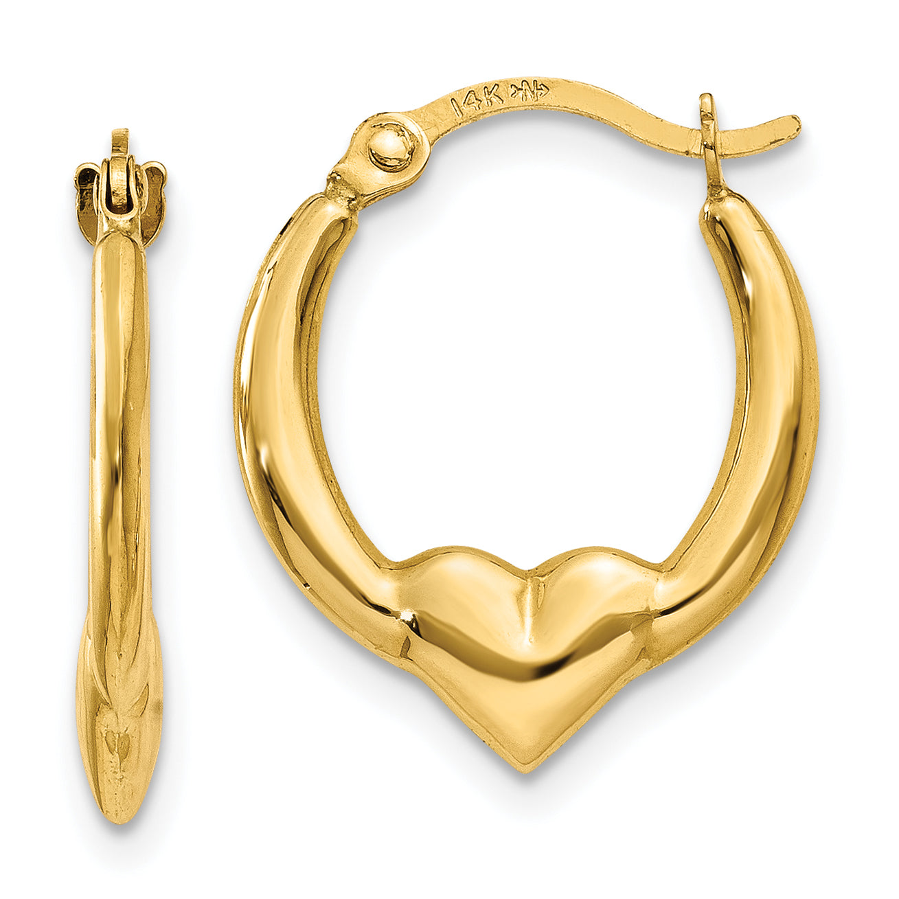 10K Heart Hoop Earrings Main image