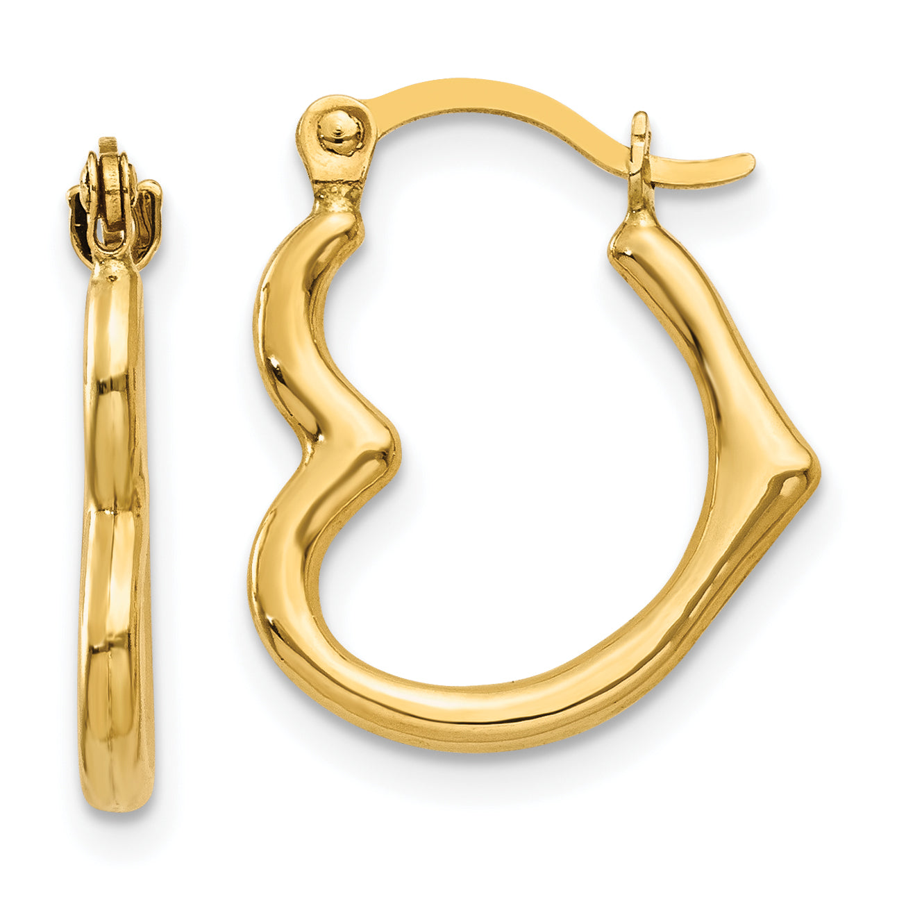 10K Heart Shaped Hollow Hoop Earrings Main image