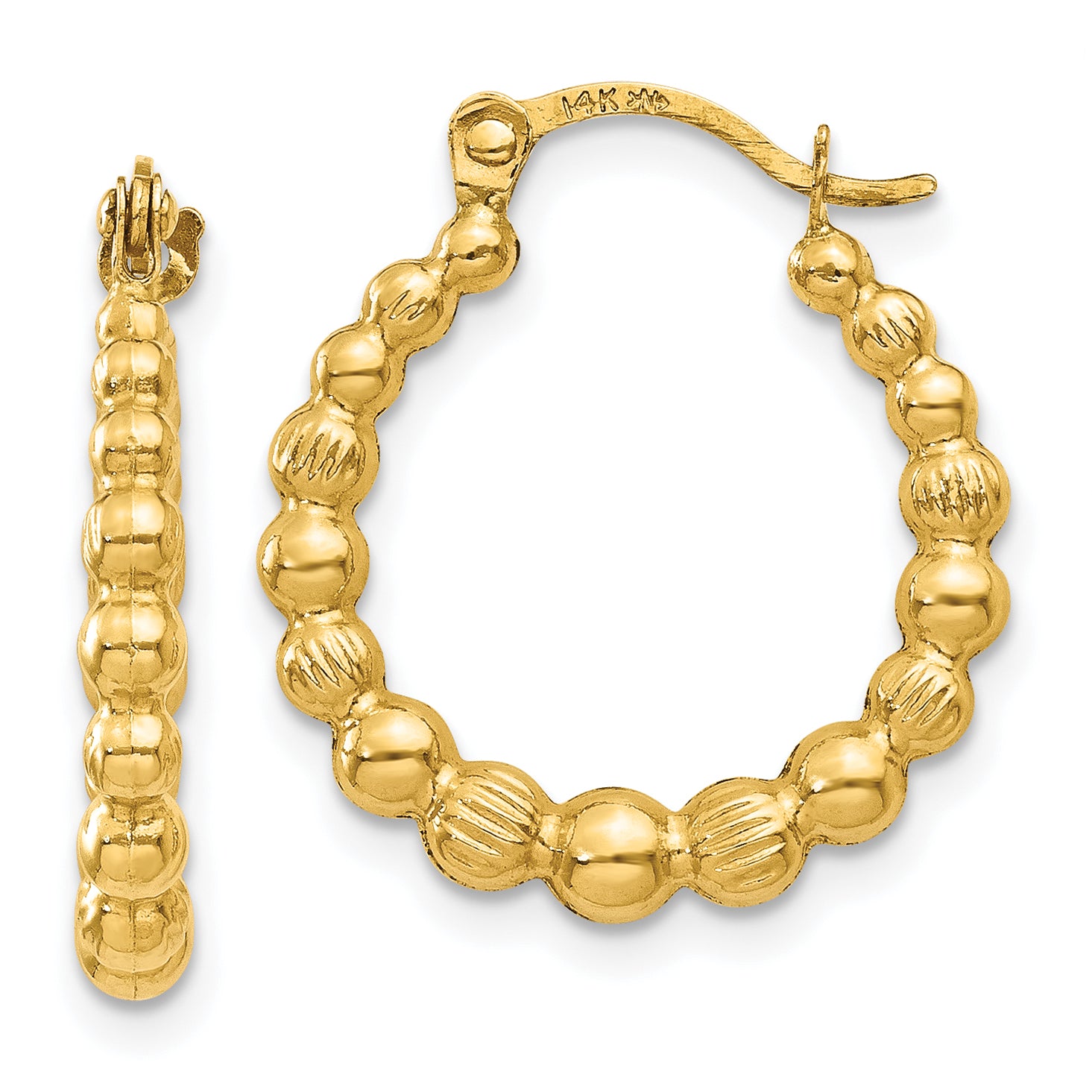 10K Beaded Hoop Earrings Main image