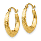 10K Textured Hollow Hoop Earrings