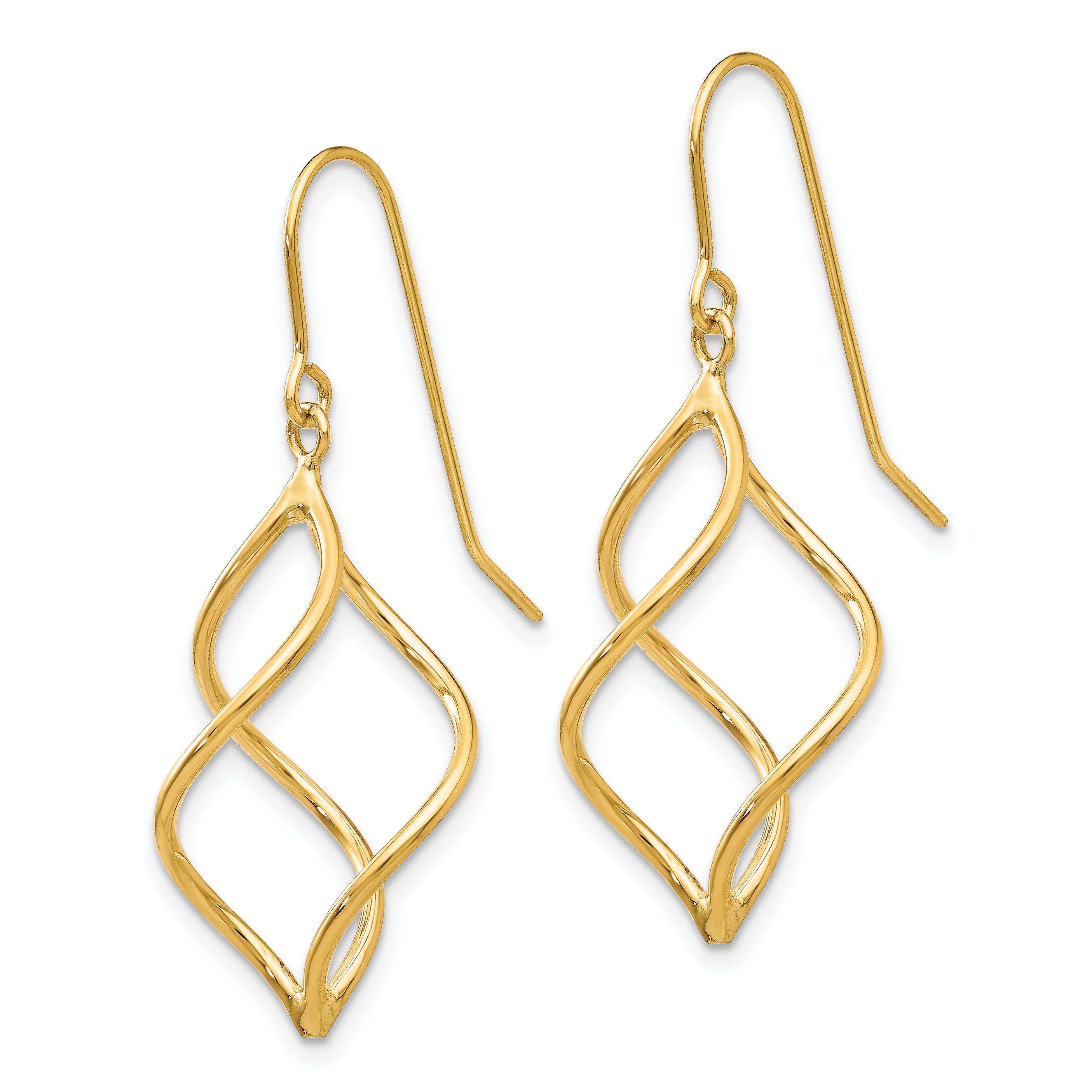 10k Polished Short Twisted Dangle Earrings Secondary image