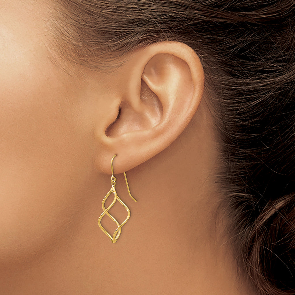 10k Polished Short Twisted Dangle Earrings