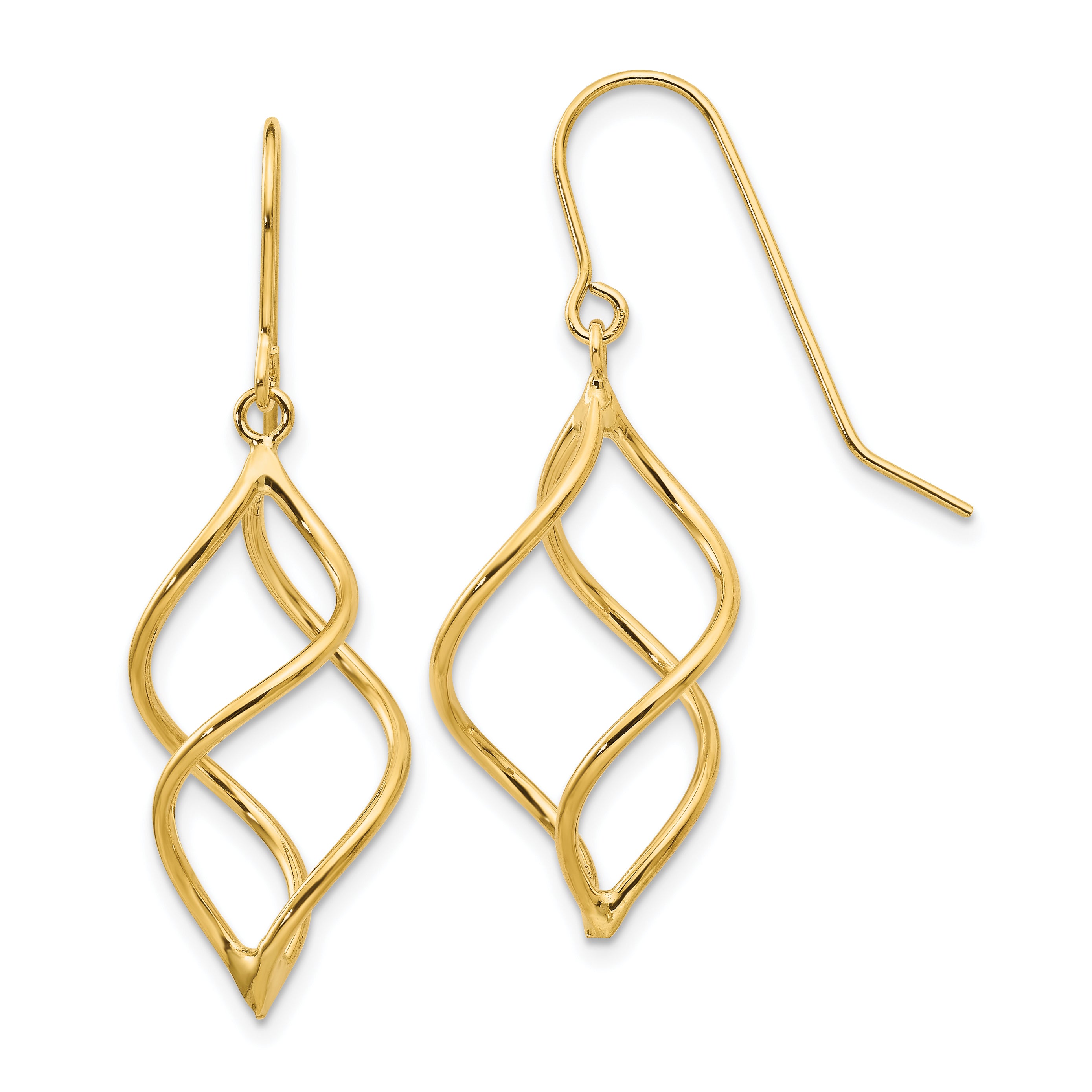 10k Polished Short Twisted Dangle Earrings Main image