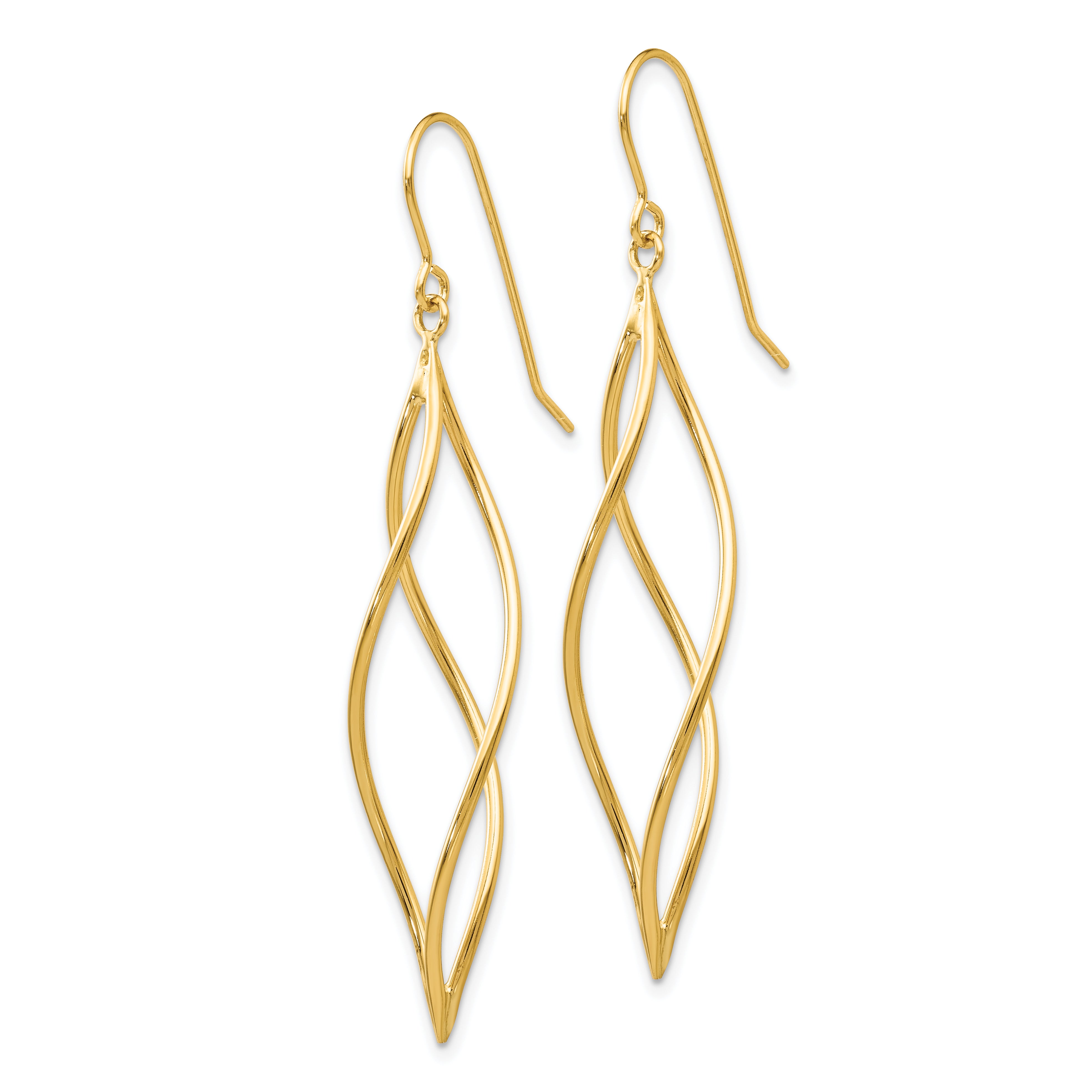 10k Polished Long Twisted Dangle Earrings