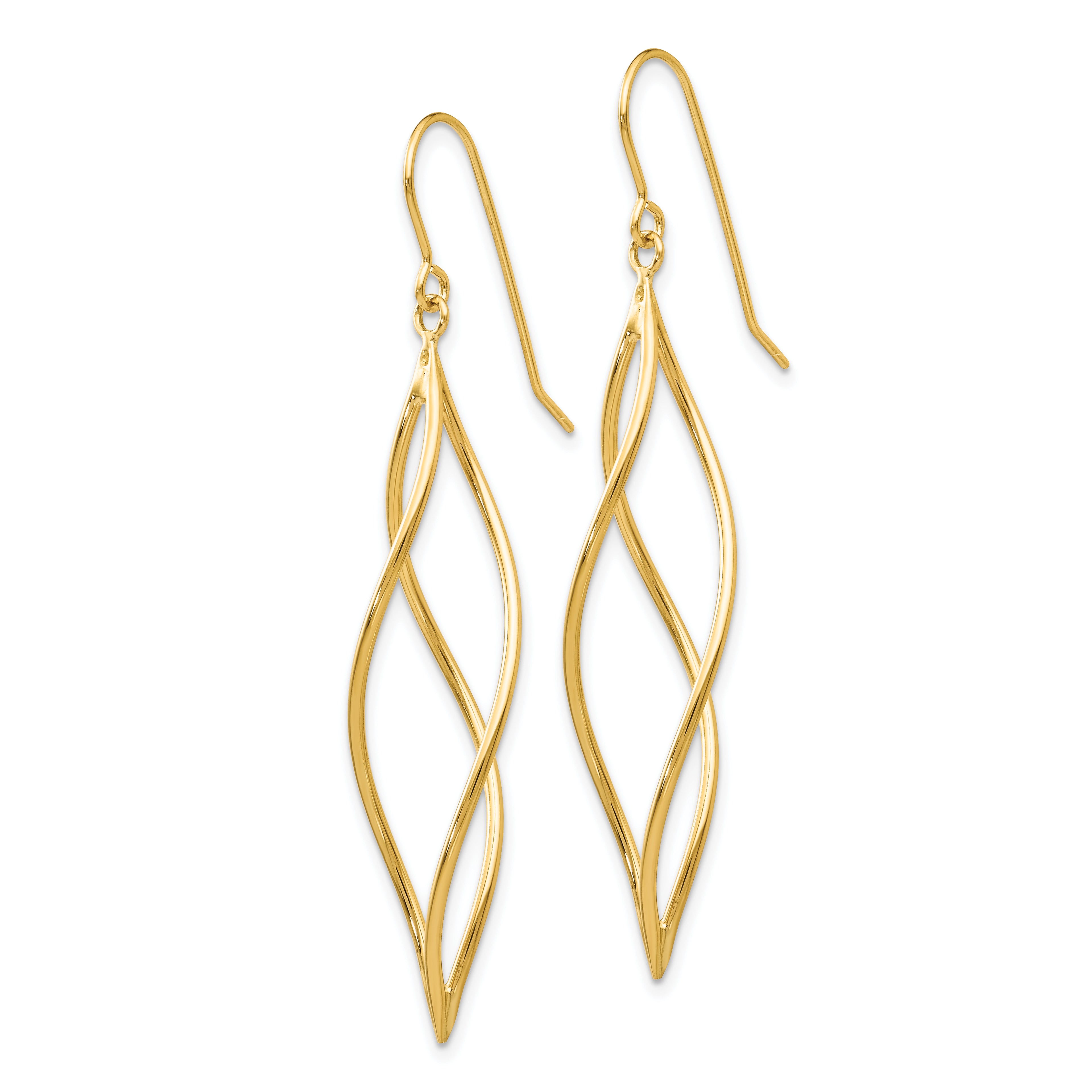 10k Polished Long Twisted Dangle Earrings
