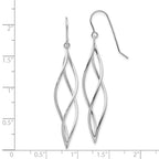 10k White Gold Polished Long Twisted Dangle Earrings