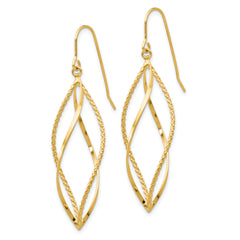 10k Polished and Textured Twisted Dangle Earrings