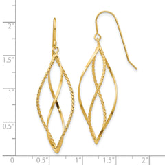 10k Polished and Textured Twisted Dangle Earrings
