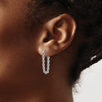 10k White Gold Rope Chain Dangle Post Earring