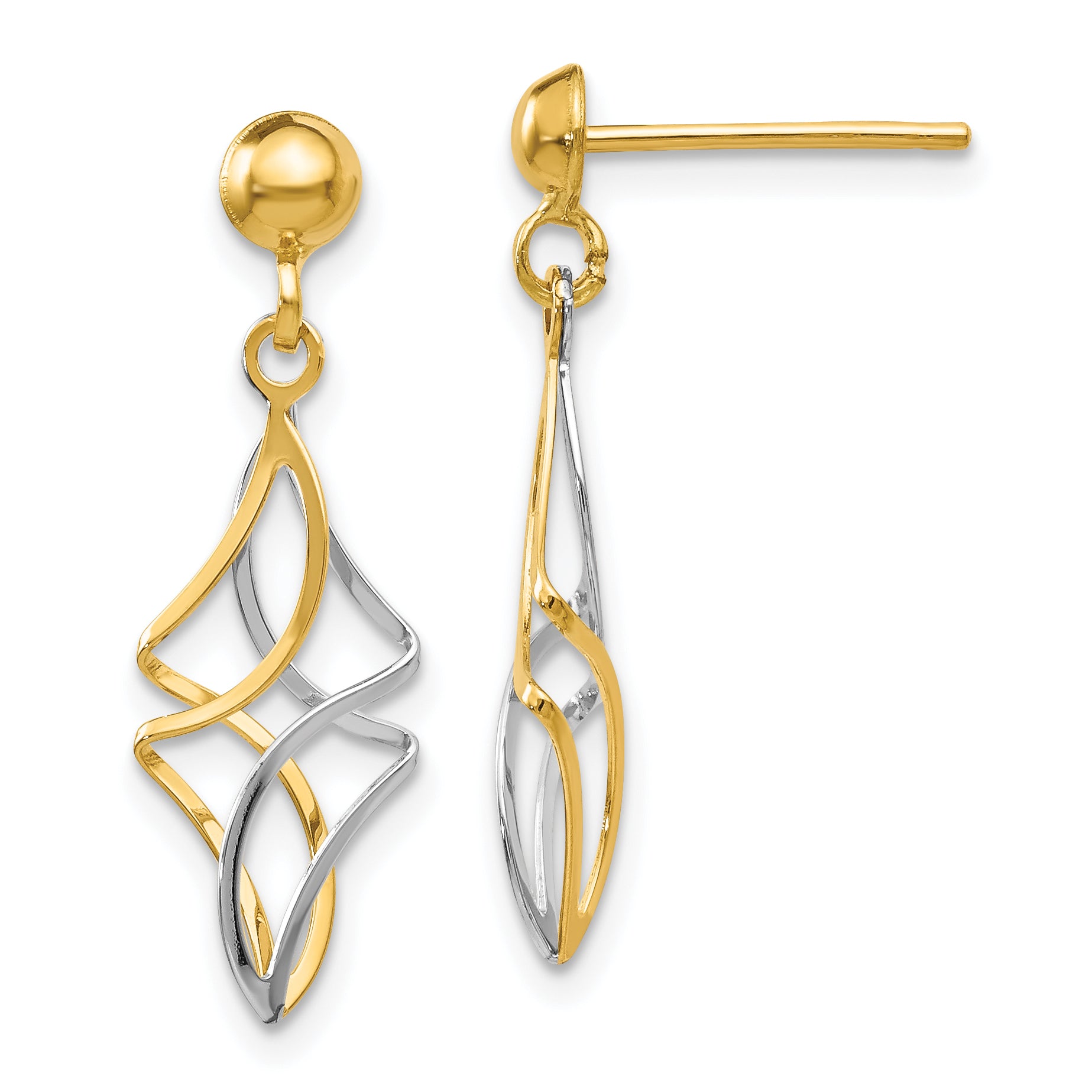 10k Two-tone Post Dangle Earrings Main image