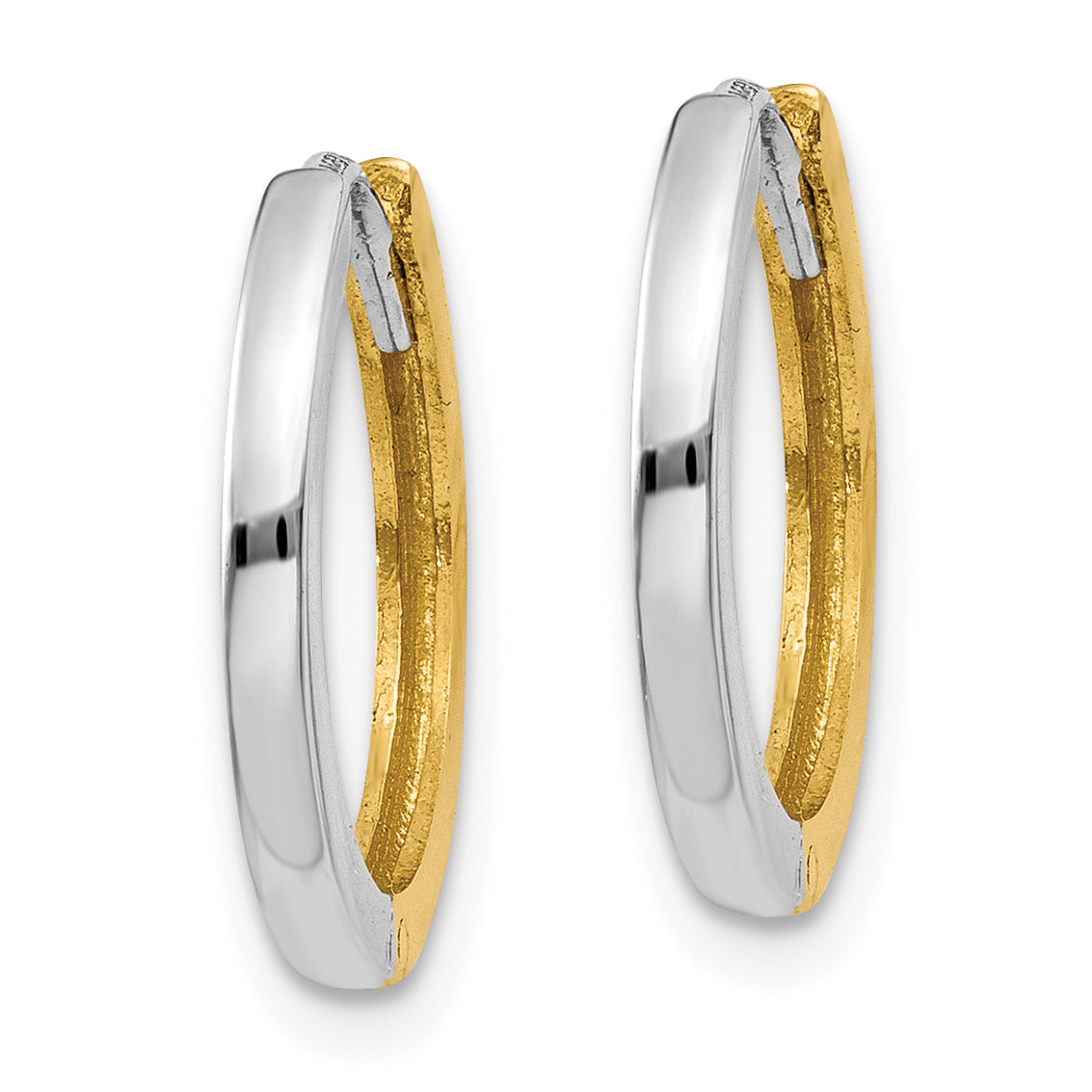 10k Two-tone Round Hinged Hoop Earrings Secondary image