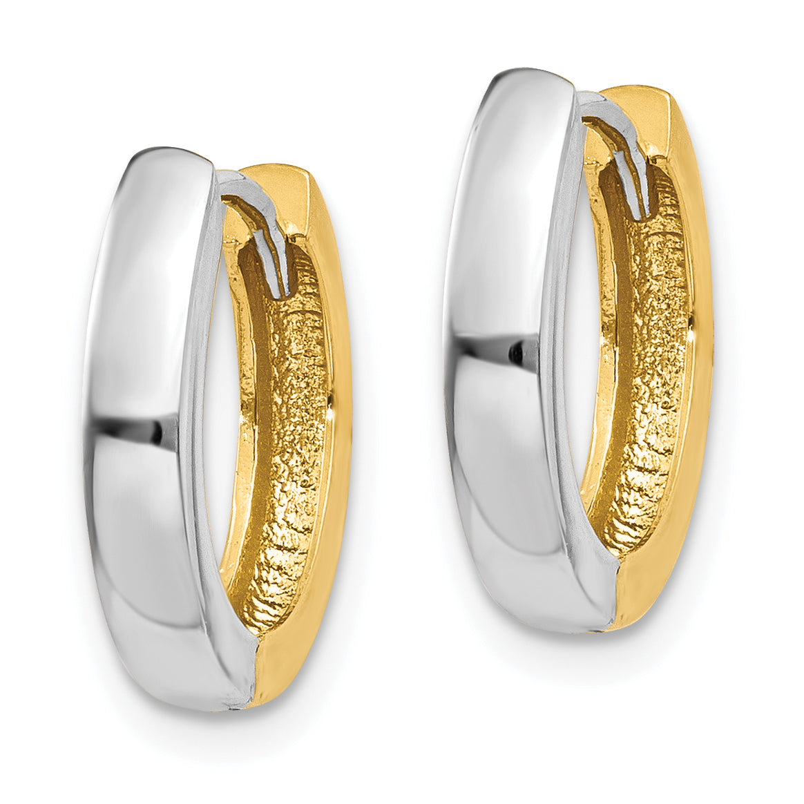 10k Two-tone Hinged Hoop Earrings