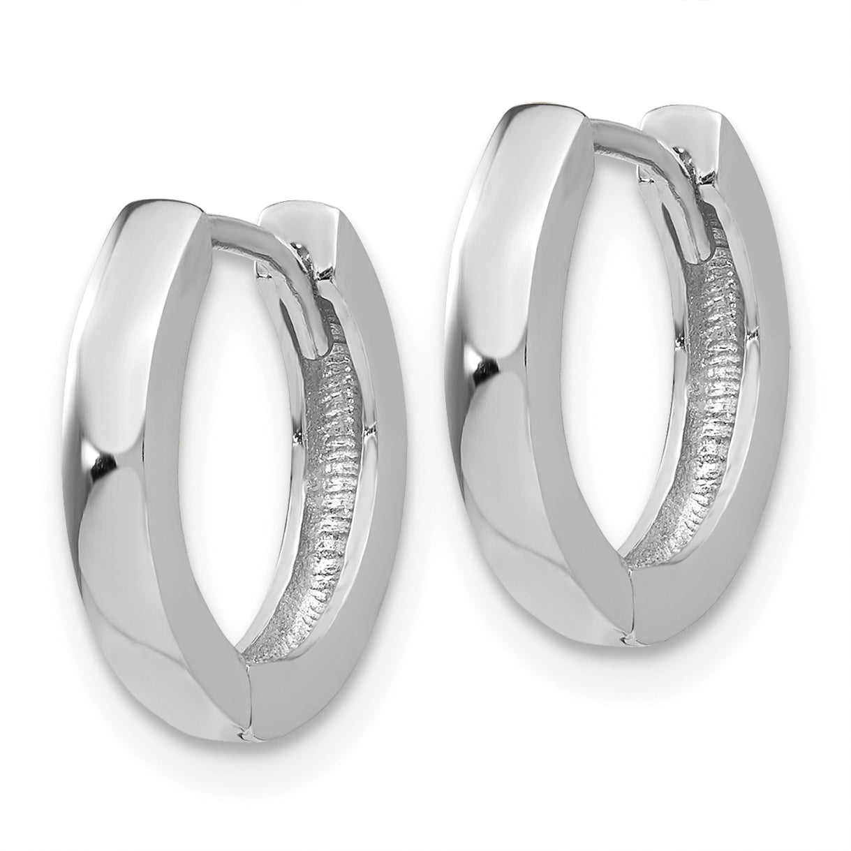 10k White Gold Round Hinged Hoop Earrings