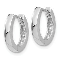10k White Gold Round Hinged Hoop Earrings
