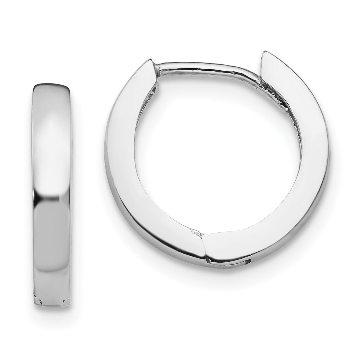 10k White Gold Round Hinged Hoop Earrings