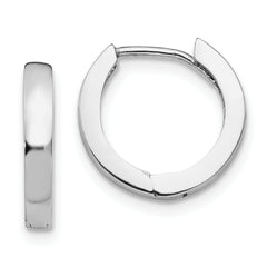 10k White Gold Round Hinged Hoop Earrings
