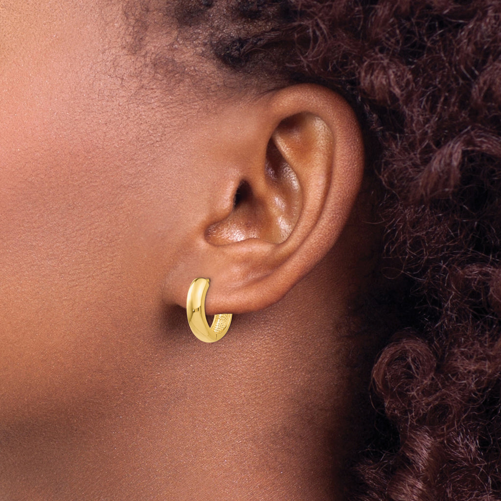 10k Yellow Gold Curved Hinged Hoop Earrings
