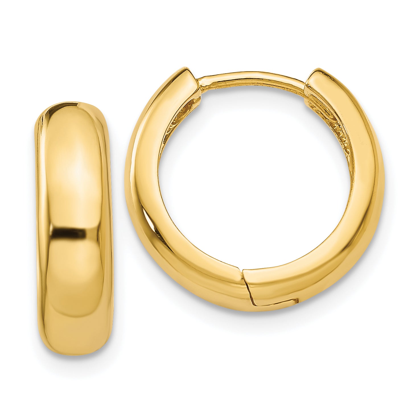 10k Yellow Gold Curved Hinged Hoop Earrings Main image