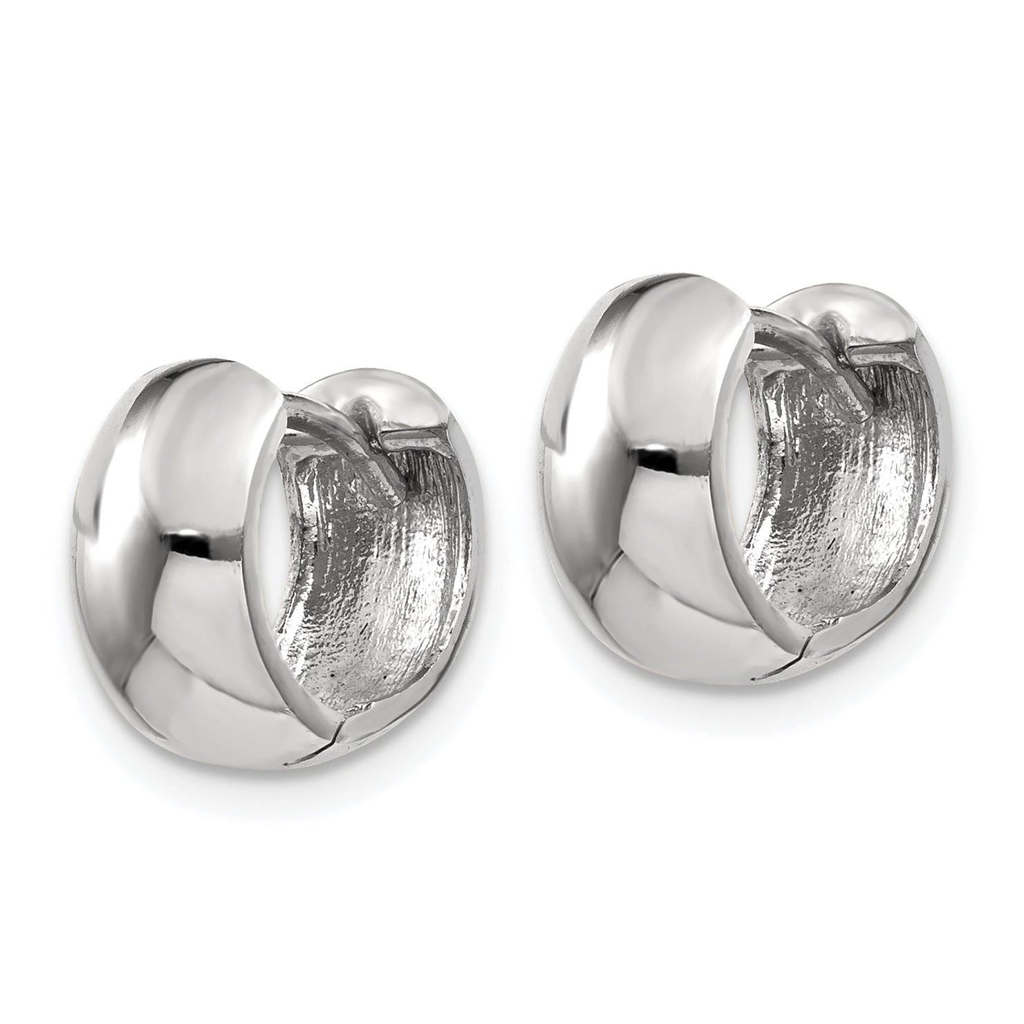 10k White Gold Round Hinged Hoop Earrings Secondary image
