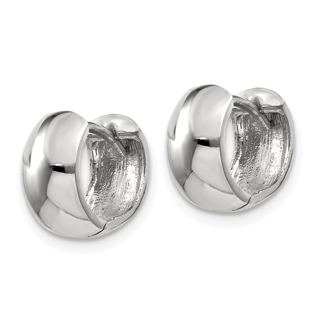 10k White Gold Round Hinged Hoop Earrings