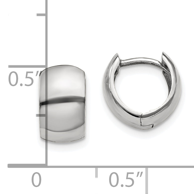 10k White Gold Round Hinged Hoop Earrings