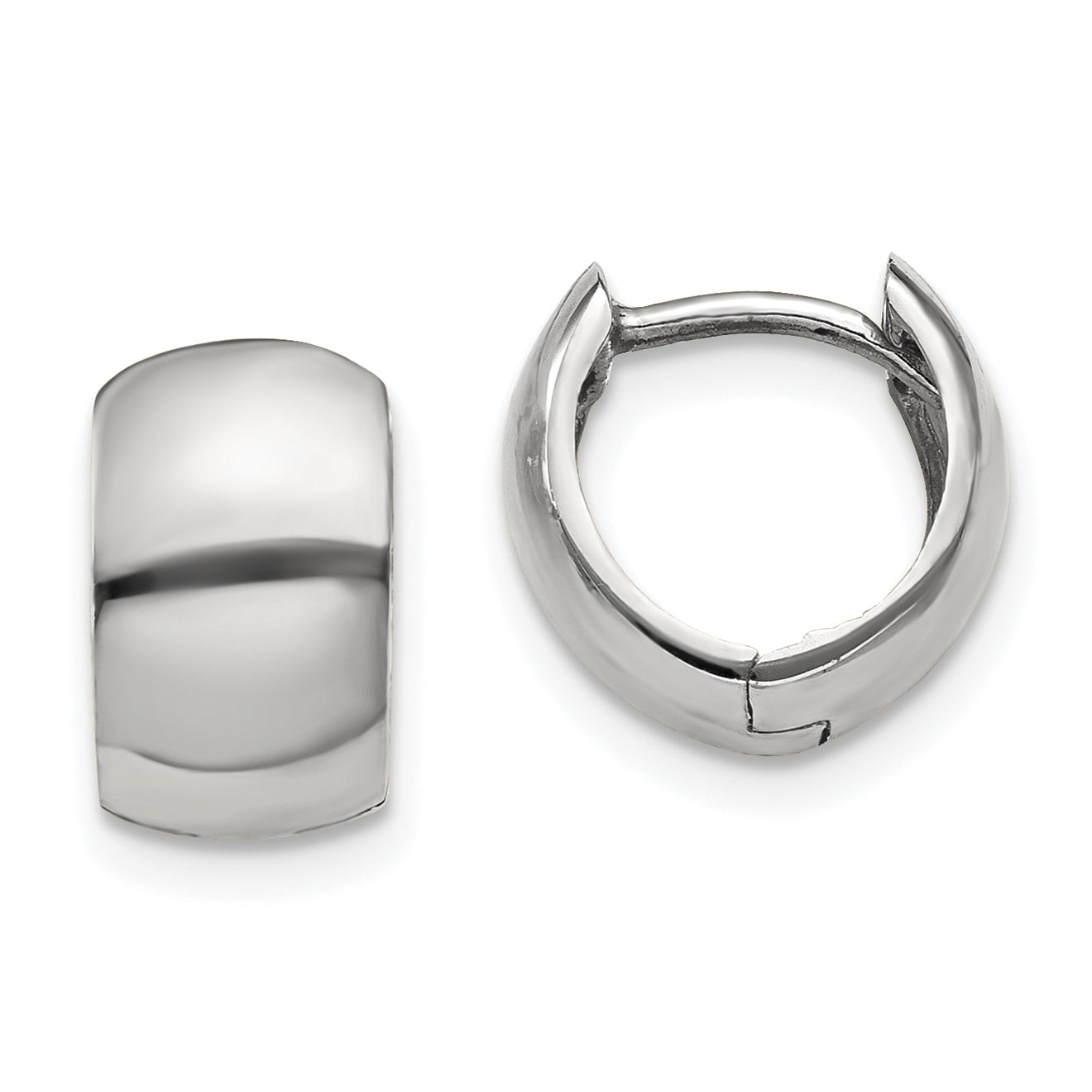 10k White Gold Round Hinged Hoop Earrings